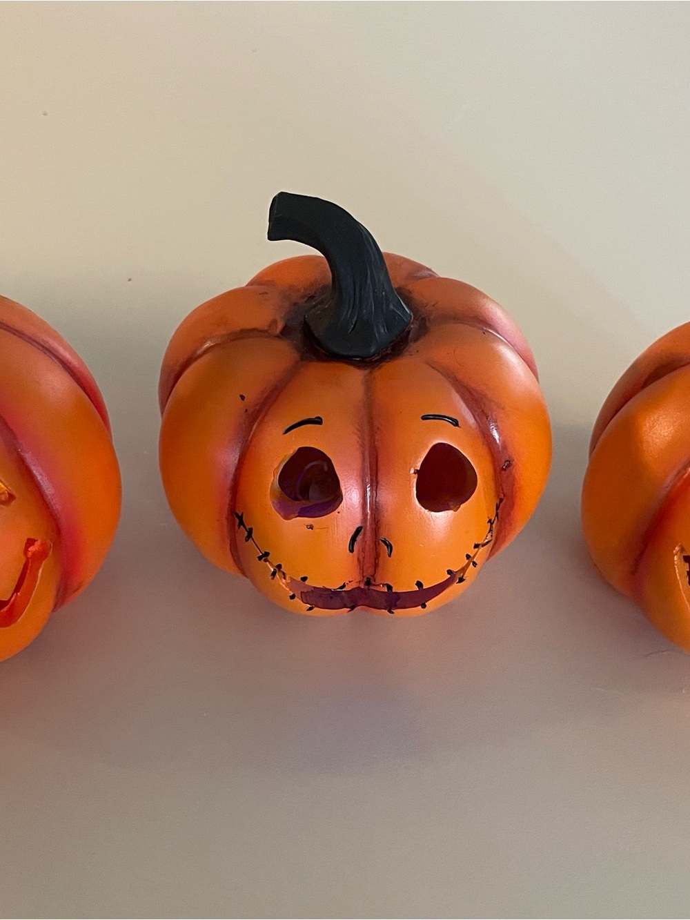 Set of 3 LED Light-Up Halloween Jack-O-Lanterns